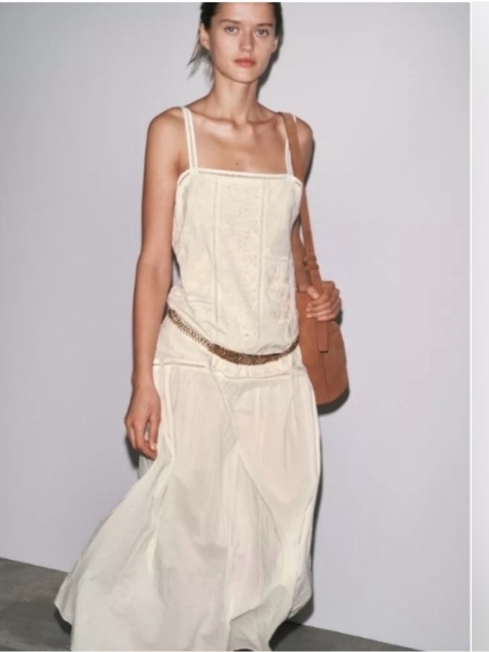 Zara Cream Patchwork Embroidered Dress S - Picture 3 of 8